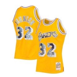 Magic Johnson Gold Los Angeles Lakers NBA 75th Anniversary Diamond Fan Edition Jersey