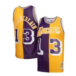 Men's Purple/Gold Los Angeles Lakers Hardwood Classics 1971/72 Split Swingman Jersey